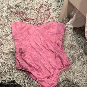 ZARA pink satin bodysuit
